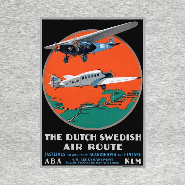 Dutch Swedish Air Route Vintage Poster 1930 by vintagetreasure